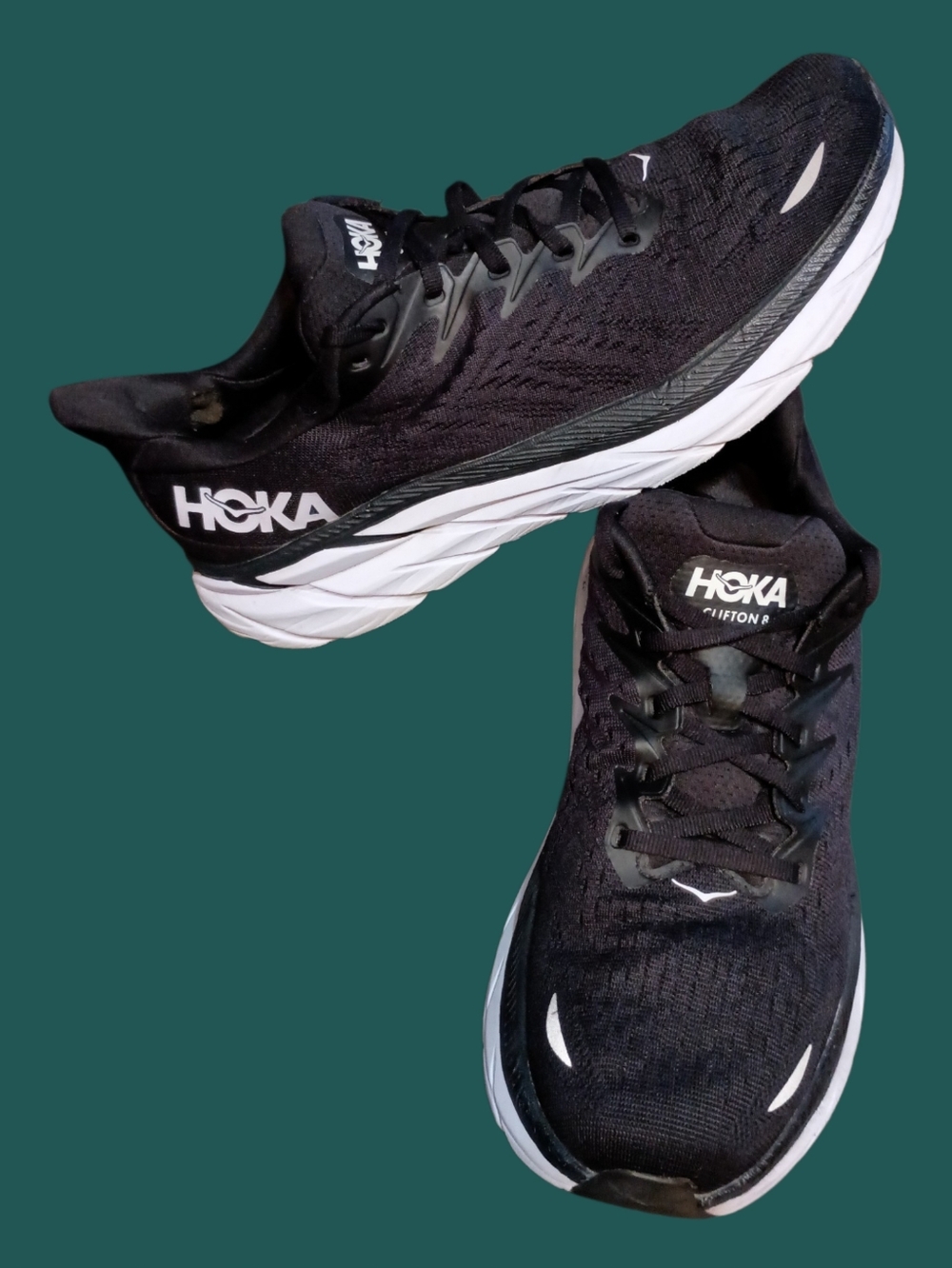 Hoka M Clifton 8 1119393-BWHT, Men's Running Shoes, Black, 10D GRUC